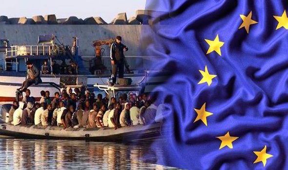 imigranti a EÚ, Zdroj http://www.express.co.uk/news/world/570771/trafficking-illegal-immigrants-EU-Italy-Libya